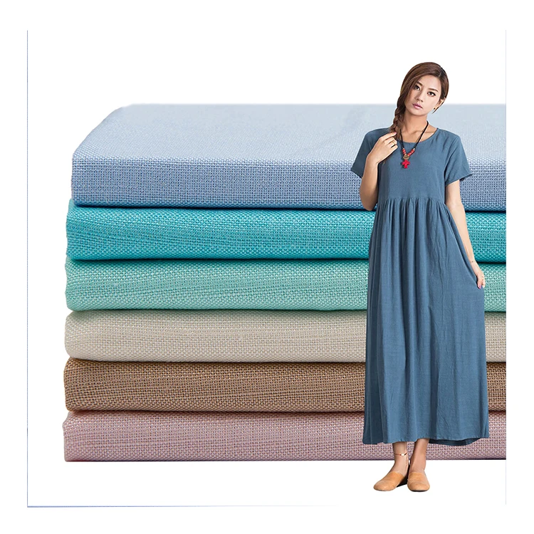 Оптовая продажа Модный производитель 55% льняная ткань 45% вискоза тканая для однотонных окрашенных платьев и рубашек