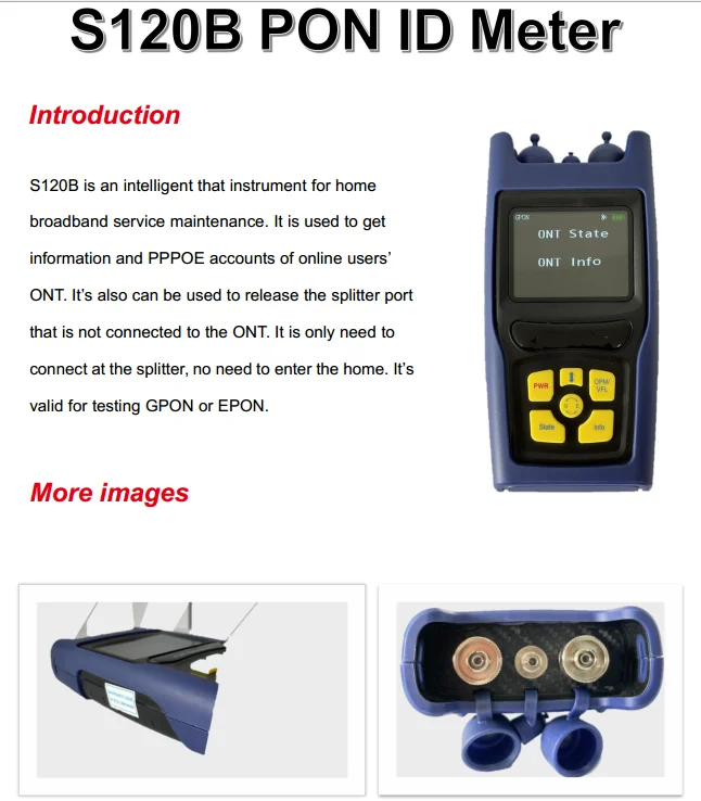 Senter S120b Pon Id Meter Onu Inspection Ont Status Buy Pon Id Meter