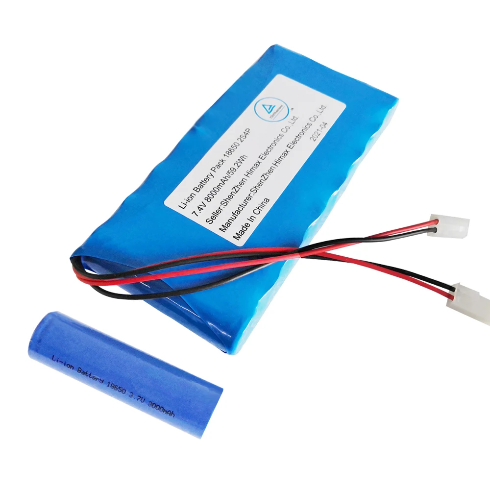 Himax Customizable 1s 2s 3s 4s 18650 Li-ion Battery Pack with BMS 3.7V 7.4V 11.1V 14.8V Rechargeable Lithium Ion CE Certified
