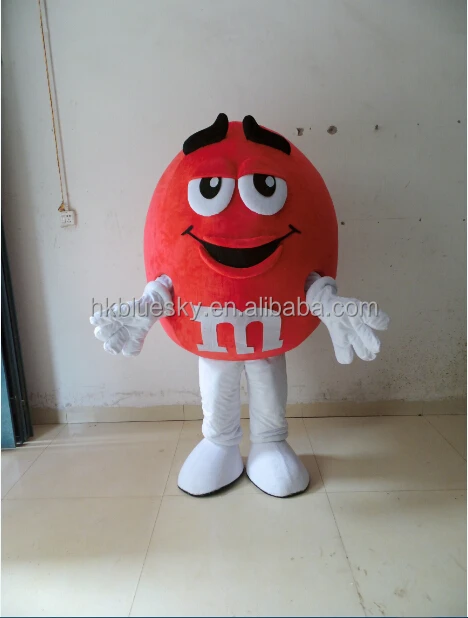 Wholesale bswm61 Hot sale RED M&M chocolate bean mascot costume