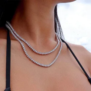 Best Quality Custom Logo  Bling 925 Sterling Silver 3mm Vvs Diamond Tennis Chain Moissanite