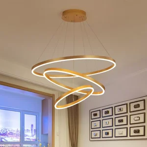 Circle Line Pendant Lighting Modern Led Living Room Hotel New Design Ring Round Chandelier