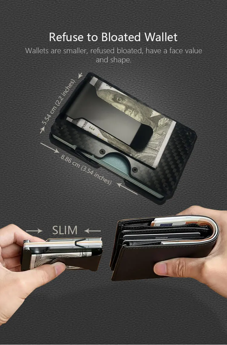 Minimalist Metal Wallet For Men Slim Aluminum Metal Money Clip Wallet