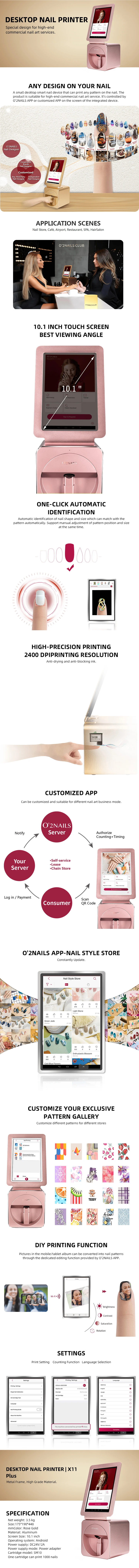 Latest Model Desktop X11 Plus Nail Printing Machine 3d Digital Intelligent 02 Nail Art Printer