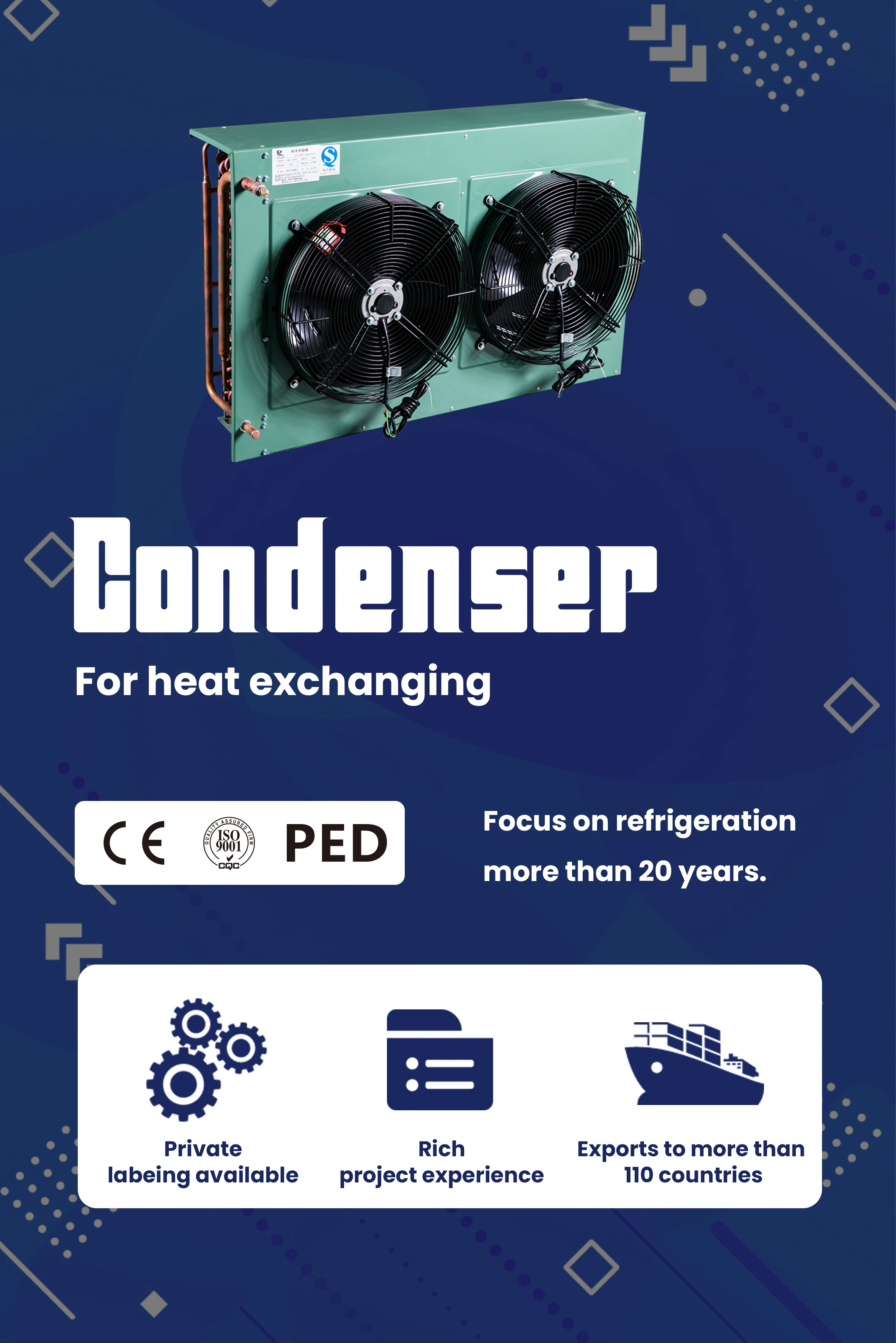 Customize Air Condensers Refrigeration Chiller Condenser For Cold Room Buy 4 Fan Motors 3438