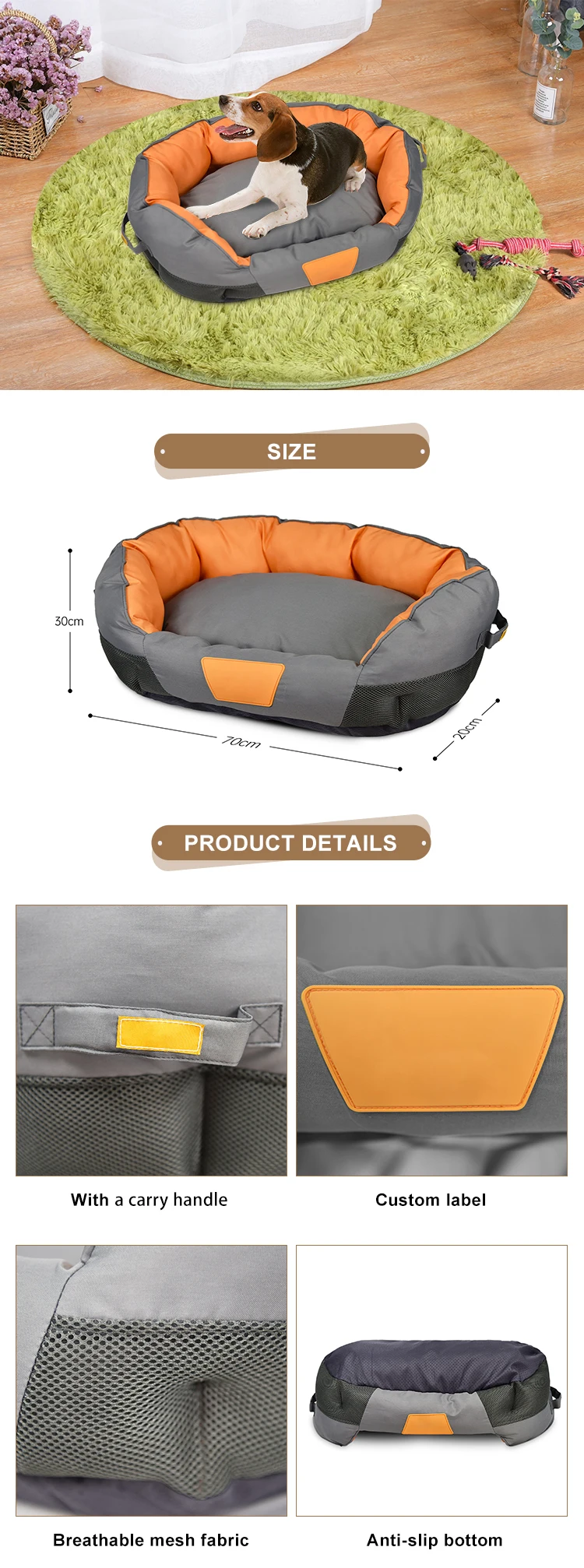 2024 New Style Breathable Cheap Oval Dog Bed Luxury Waterproof Ultra