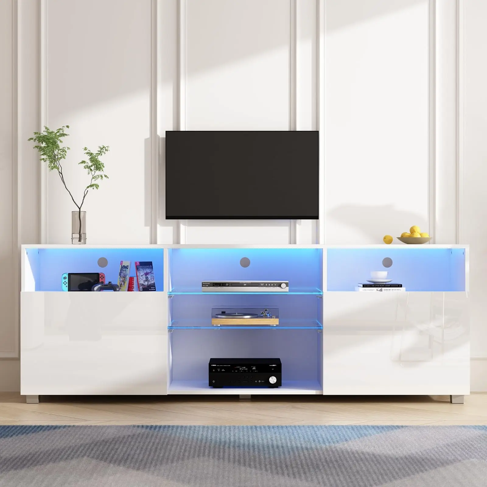 Modern White High Gloss LCD TV Cabinet Stand Wood Panel Style for Living  Room Furniture, image size:1600x1600