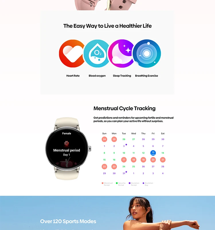 Zeblaze Lily 2 Voice Calling Female Smartwatch 1.2" AMOLED Screen Double Strap Health Management Sports Smart Watch
