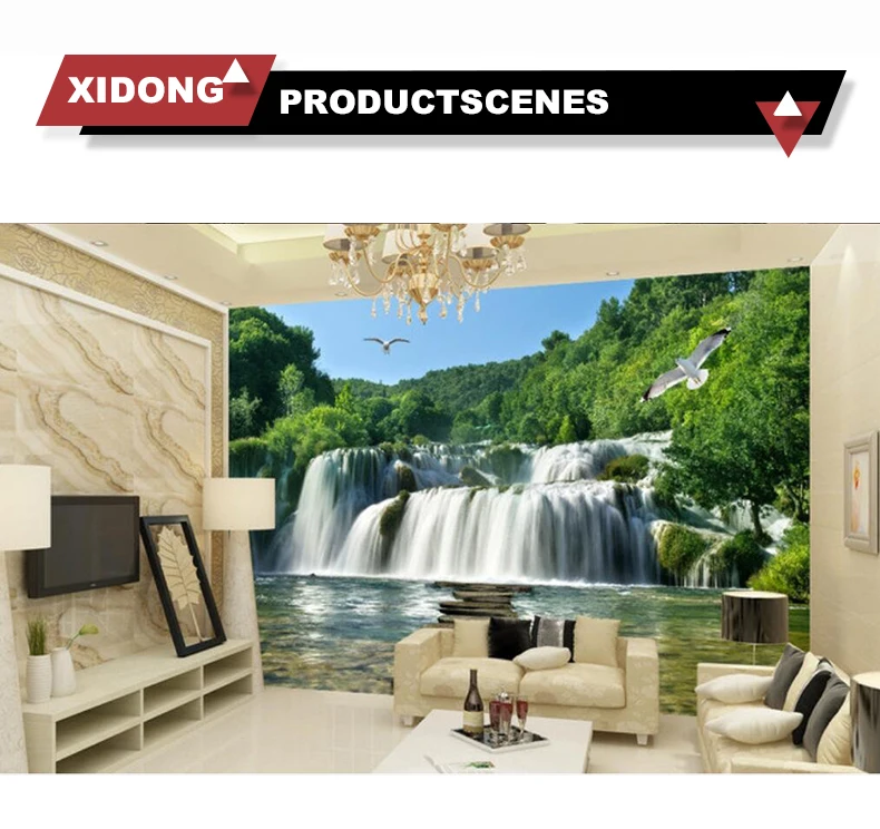 China Style Waterfall Landscape Ceramic Floor Wall Tiles Scenery For 3d Background Wall/screen