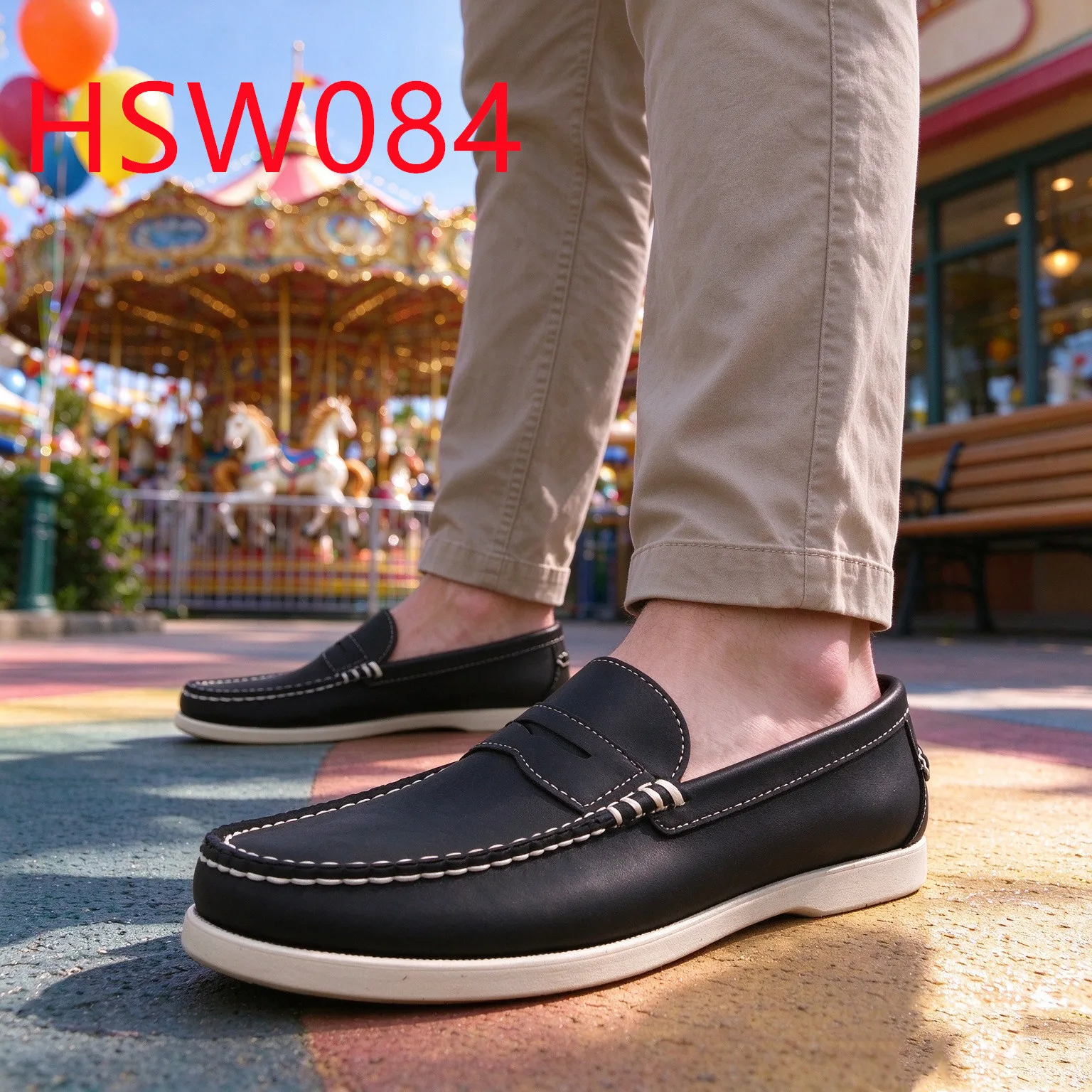 HY,Spain Like Mask Style Not Grind Foot Dark Blue Hua Singh Boat Shoes Wide Fit Easy Clean Full Leather Indoor Shoes HSW084