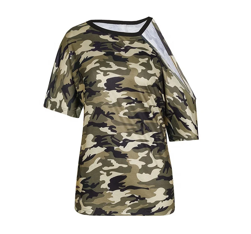 cheapest army camouflage sexy cotton o-neck straples long shirt