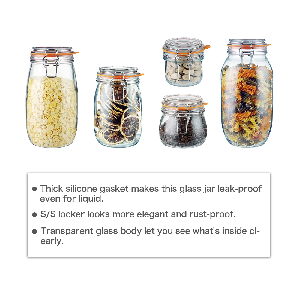 Kitchen 200ml Glass Food Storage Jar With Airtight Lid Glass Jars With