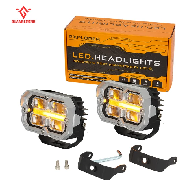 Coverage Rain Fog Blind Spot 3.5" Dynamic DRL Led Headlights Off-road Car Bumper A-pillar Mount Auxiliary Driving Lighting Lamp