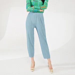 2025 Summer High Waist Harem Pants Women's Breathable and Anti-Pilling Casual Stretch Miyake Pleated Pants