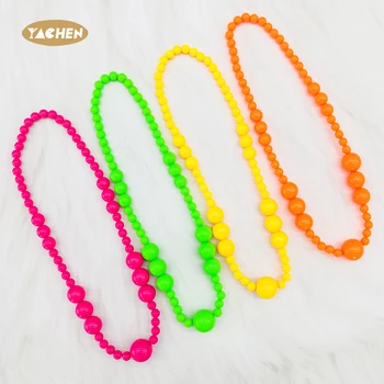 YACHEN Glow Party Prom Beaded Necklace Colorful Neon Beaded Necklace for Women 80s 90s Party Costume Accessories