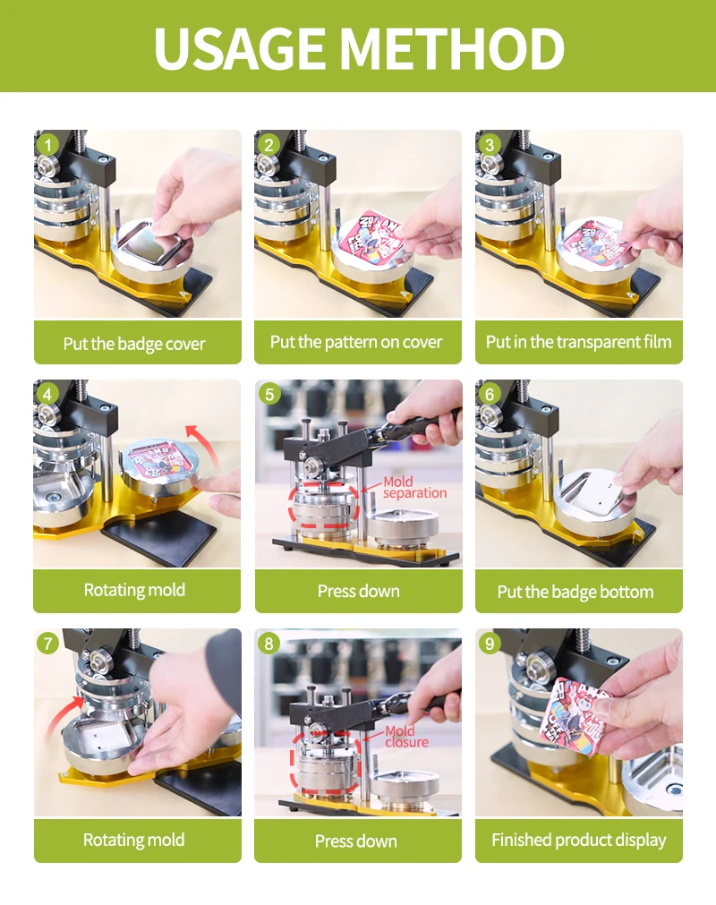 Metal Square Badge Making Machine 55mm Button Badge Making Machine with Cutter Badge Making Machine