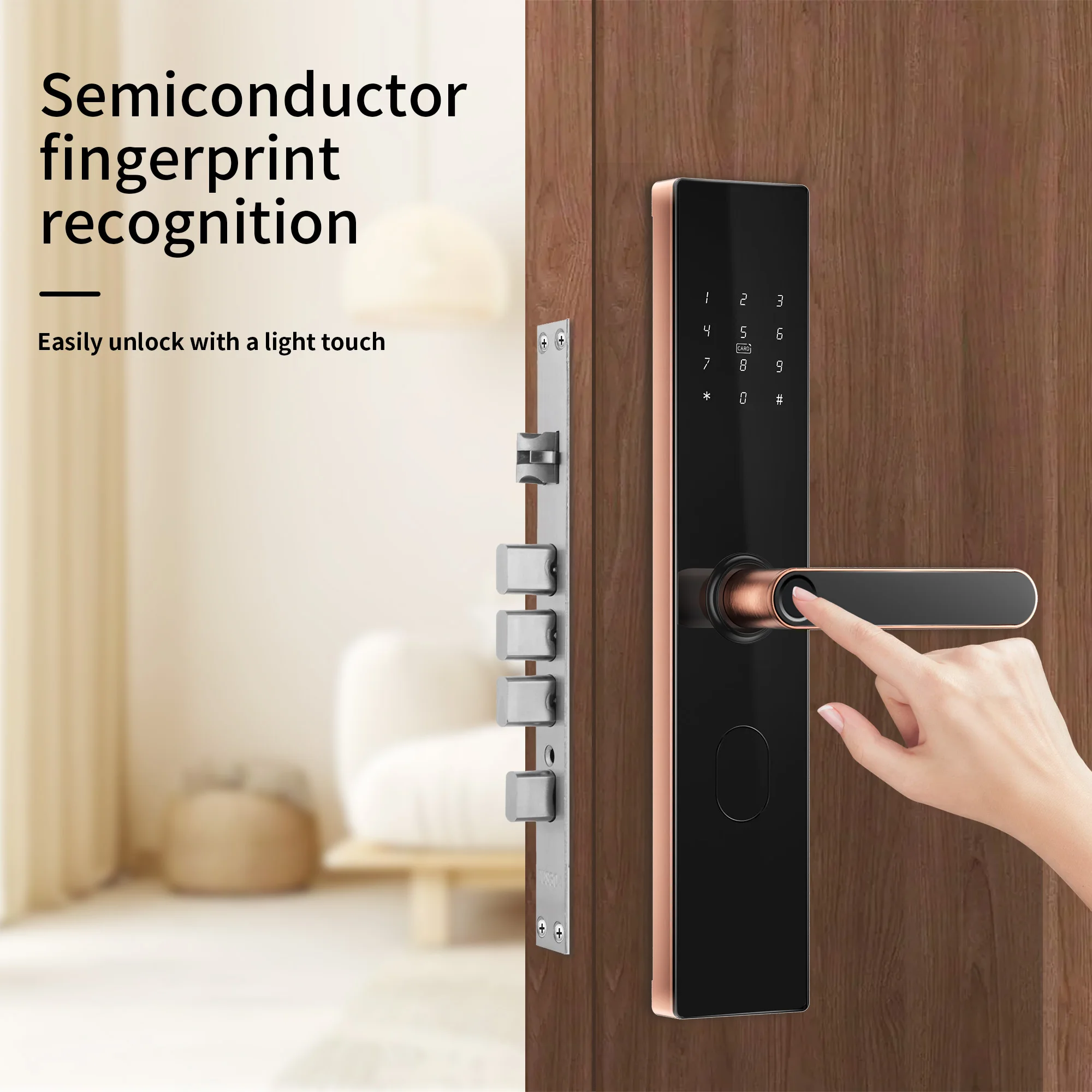 ล็อกประตูอัจฉริยะ TTlock แบบ WiFi คลาวด์สำหรับบ้าน รองรับการสแกนลายนิ้วมือแบบไบโอเมตริกซ์ ผสานรวมกับแอป Tuya และใช้งานได้ดีกับประตูไม้ แบรนด์ Kaisstar