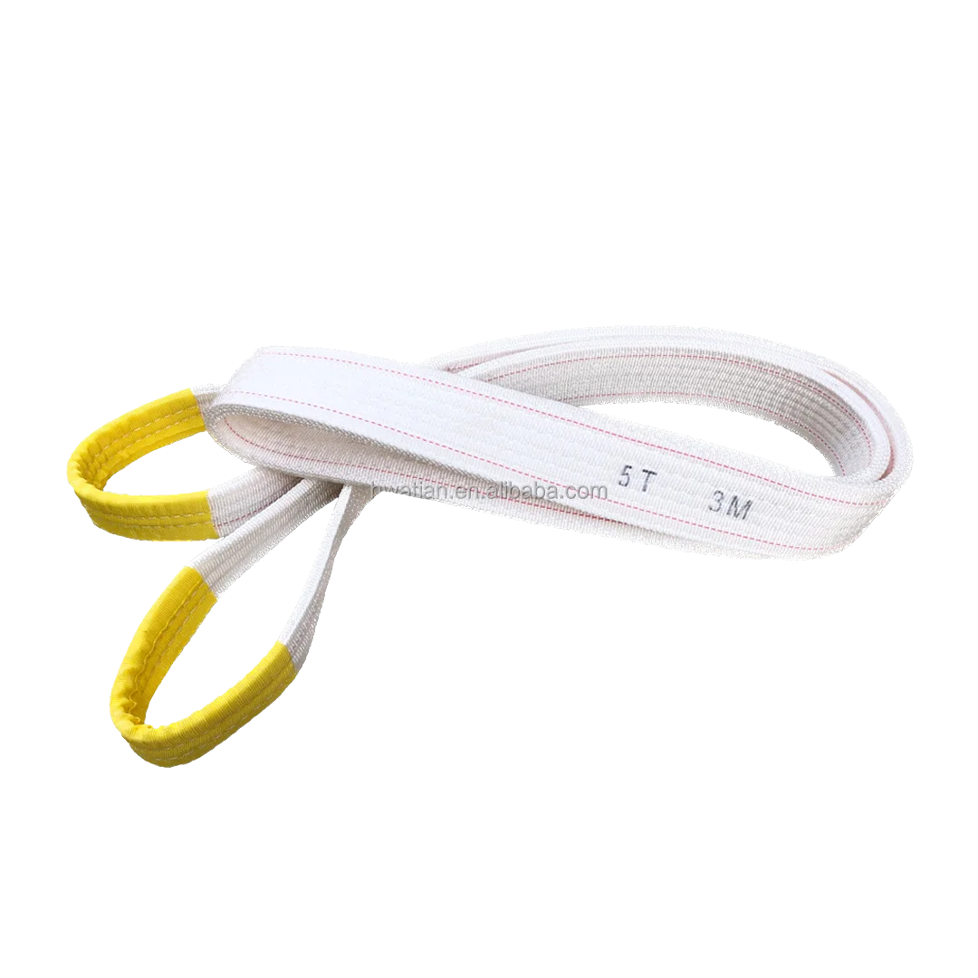 Heavy Duty 1-15T Flat Eye Double Ply Polyester Webbing Belt/Sling for Industrial Crane Lifting