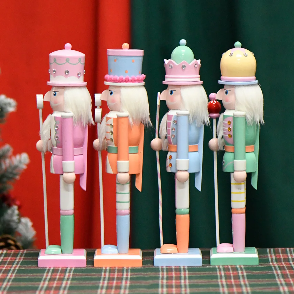 New 30CM Macaroon Creative Walnut Soldier Nutcracker Christmas Decorations Table Ornament Christmas Navidad Gift