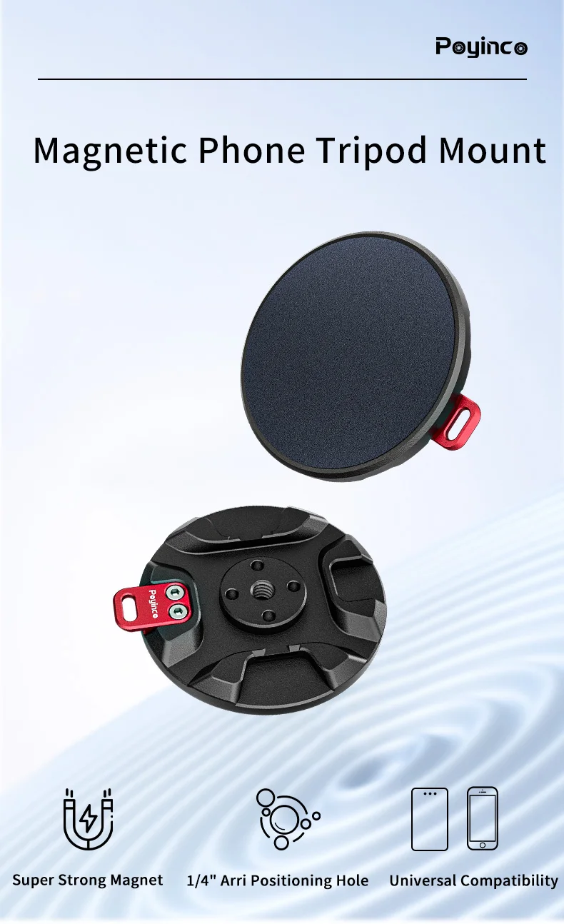 Magnetic Phone Tripod Mount Adapter with Magnetic Ring & 1/4" Screw Hole for Ball Head / Tripod / Microphone / Monopod factory