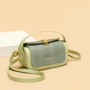 2026 New Luxury Women's Handbag Box Design Fashion Versatile Single Shoulder Crossbody Bag Light Green Black