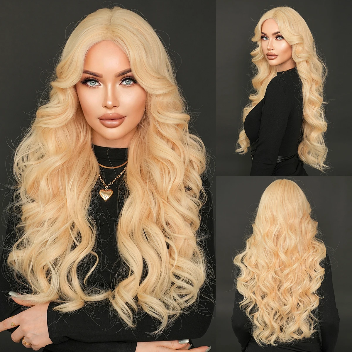 Full Lace Ombre Blonde Long Wavy Wigs for Women 28 Inch