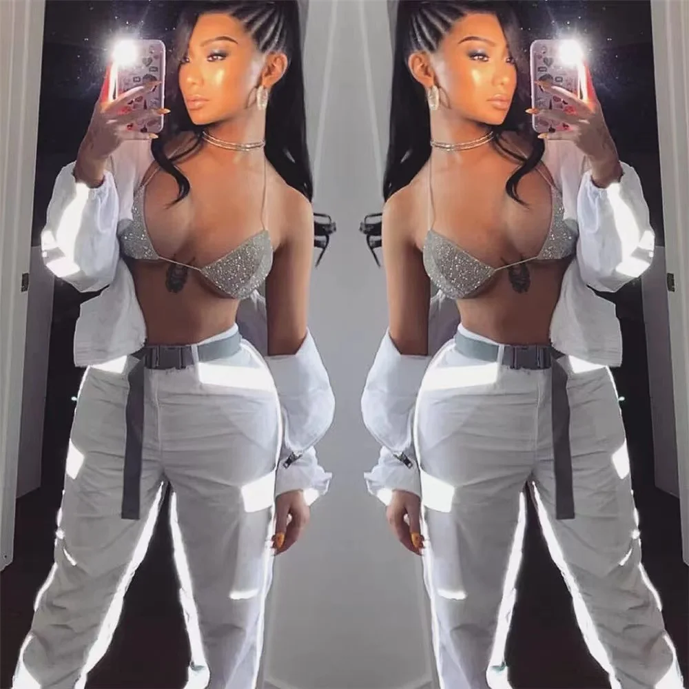 Bikini Solid Color Lingerie Bra Set Nighty Ladies Two Piece Underwear Women Shine Sexy Oversize Bikini