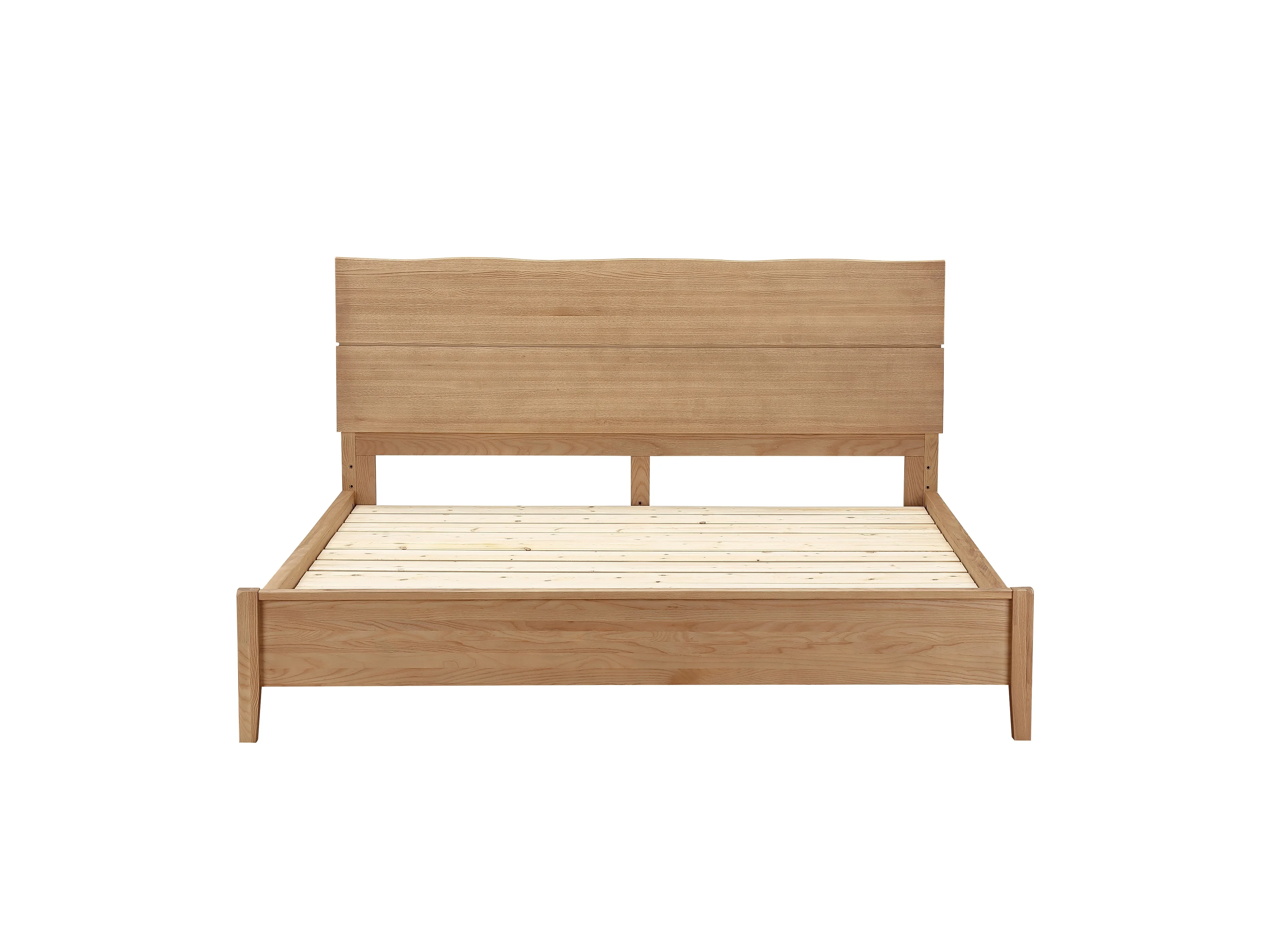 Solid Timber Ash Wood Log Natural Wood Slab Live Edge Headboard Wooden Bed Frame Platform Bed Base for Bedroom Hotels Projects