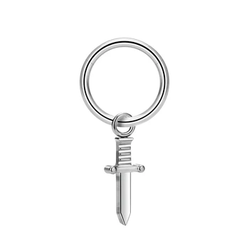 G23 Titanium 16G Nose Rings Sword Style Septum Hoop Ring Fashion Earrings Helix Daith Conch Lobe Zircon Piercing Jewelry