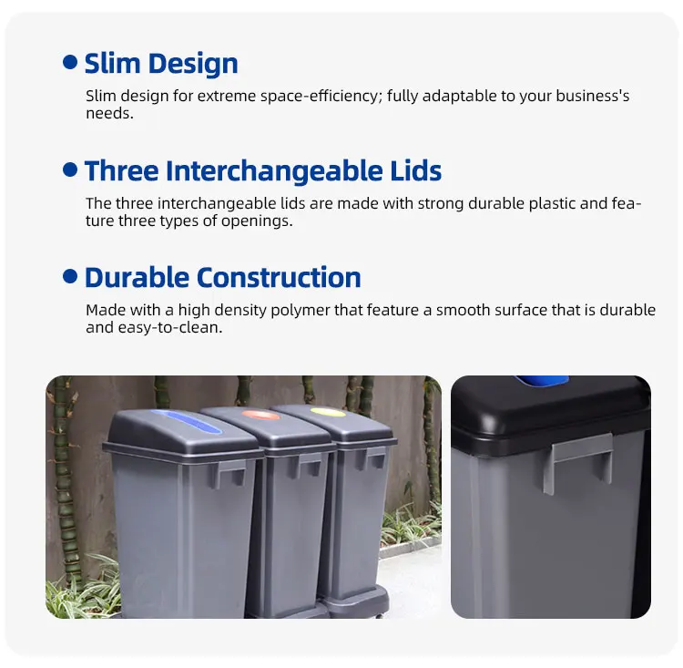 Outdoor Plastic 3 Compartments recycle garbage bin Waste Bin trash can manufacture