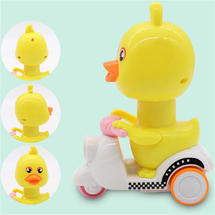 
 Мультяшные животные мотоцикл игрушки дети пресс желтая утка Пластиковый мотоцикл  