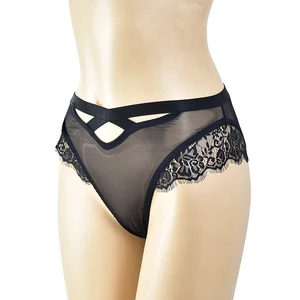 Sexy Women Lace Side Breathable Hollow Briefs Solid Color Nylon Low Rise Lingerie Sexy Underwear