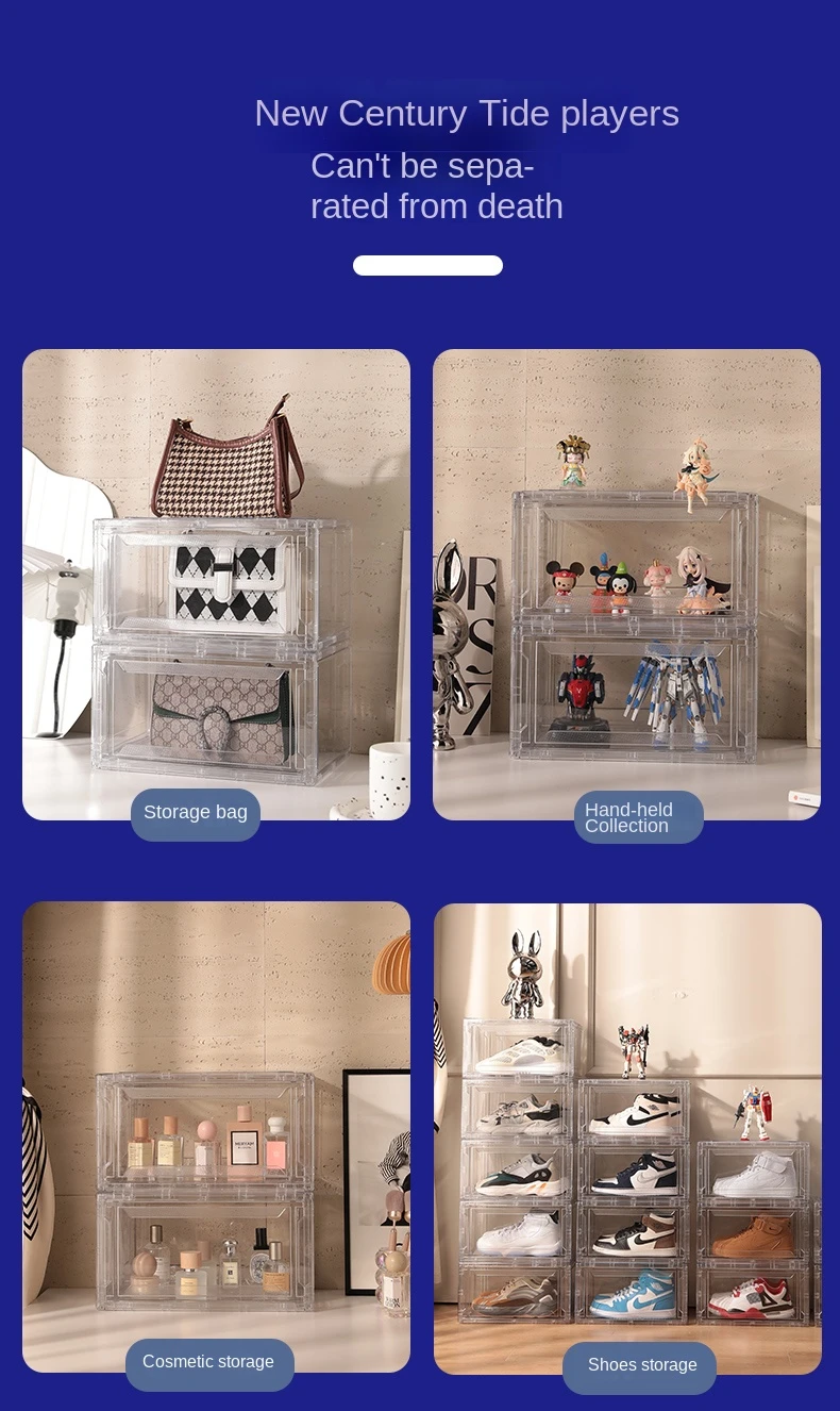 Magnetic Stackable Foldable Plastic Transparent Clear Shoe Container ...