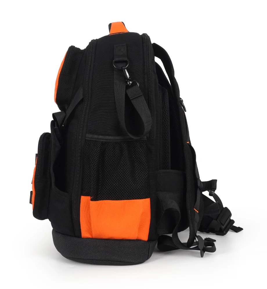 product outils avec fond rigide et sac a outils sac a outils avec sac a outils lourd avec plusieurs poches noir orange tool backpack-5