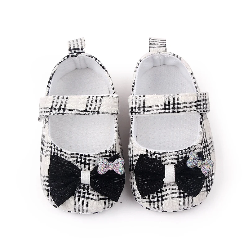 Beautiful Plaid Design Fancy Baby Girls Shoes Soft Cotton Newborn Infant Shoes for Girls factory