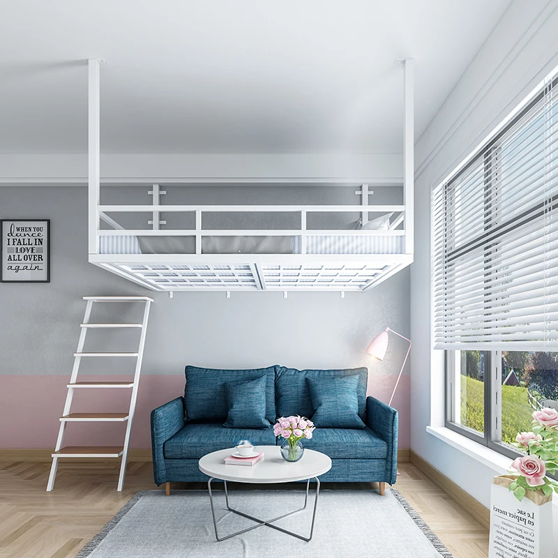 Simple Multi-Functional Hanging Metal Loft Beds for Apartments