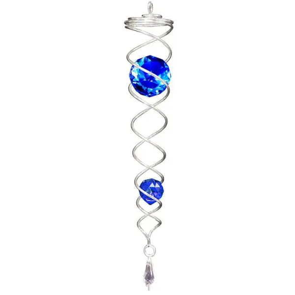 Aoedelyart Gazing Ball Spiral Decorative Wind Spinner Sun Catcher 11inch Tail And 2