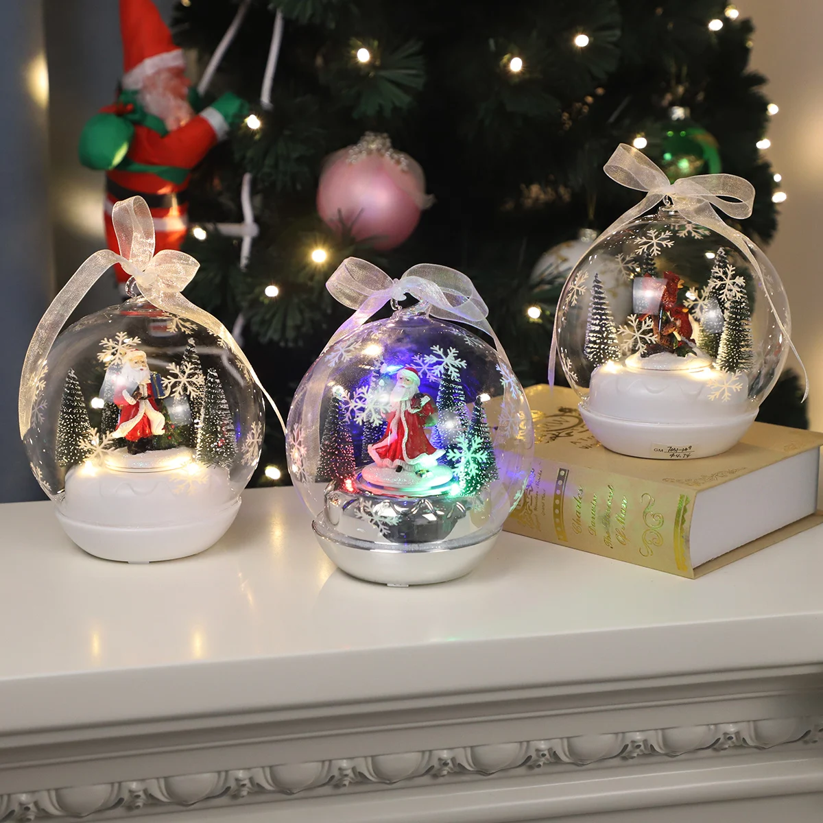 2024 China factory supplier glass ball merry go round music box for Christmas decoration