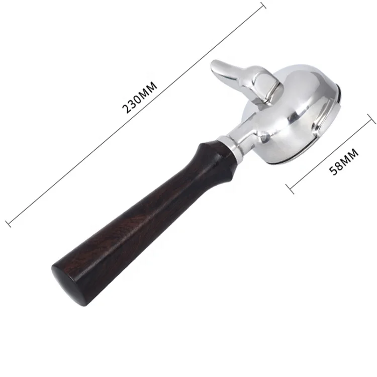 51mm 51mm 58mm single spout stainless steel espresso coffee portafilter with wooden handle