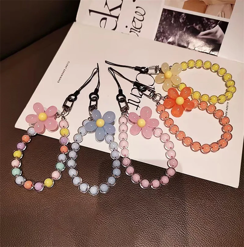 Candy Color Bead Flower Phone Chain