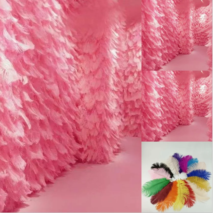 colored ostrich feather wall events photo