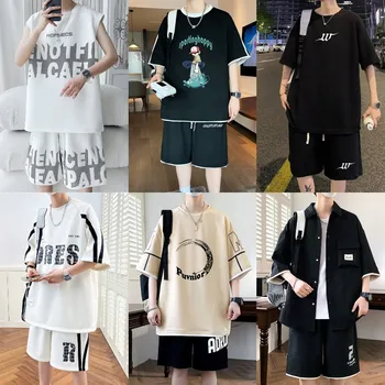 Men's Summer Thin Quick Drying Sportswear Men's Set With Short Sleeve Top and Sport Shorts