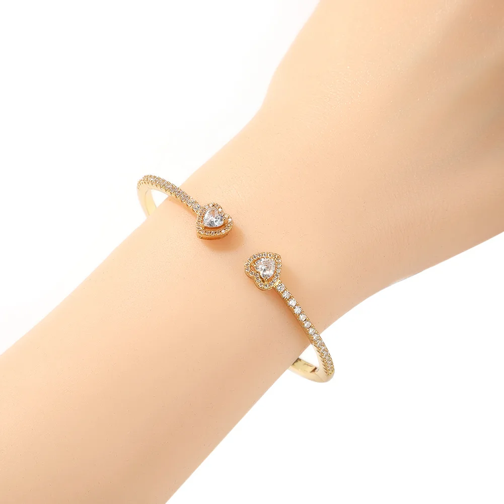 Hip Hop Heart Bangle Gold Plated Fashion Women Bangle Simple