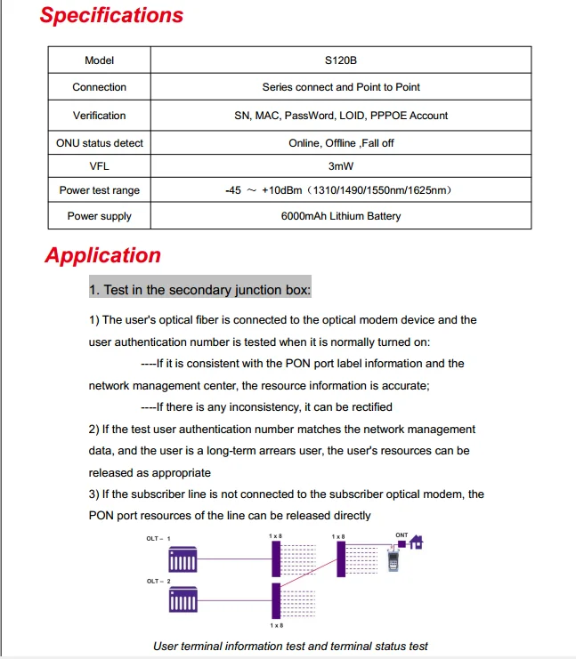 Senter S120b Pon Id Meter Onu Inspection Ont Status Buy Pon Id Meter
