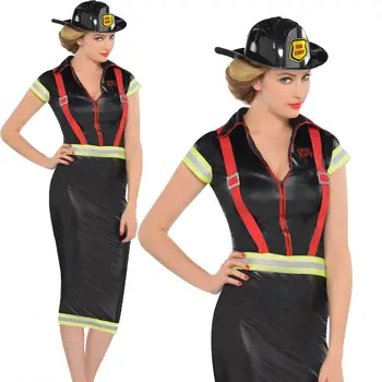 Firefighter Costume Women Fancy Dress Sexy Fire Girl Outfit Plus Size 8 ...