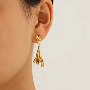 MW Trendy Earrings Accessories on Ear Fashion Female Jewelry Gift Stainless Steel Irregular Pendant Drop Earrings for Women