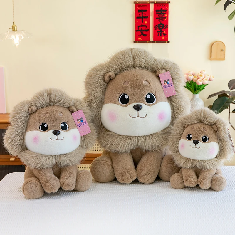 Custom Lion Plush Toy Stuffed Animal, Cute Soothing Wild Beast Doll for Kids Gift, Mascot, Car Decor and Plush Throw Pillow