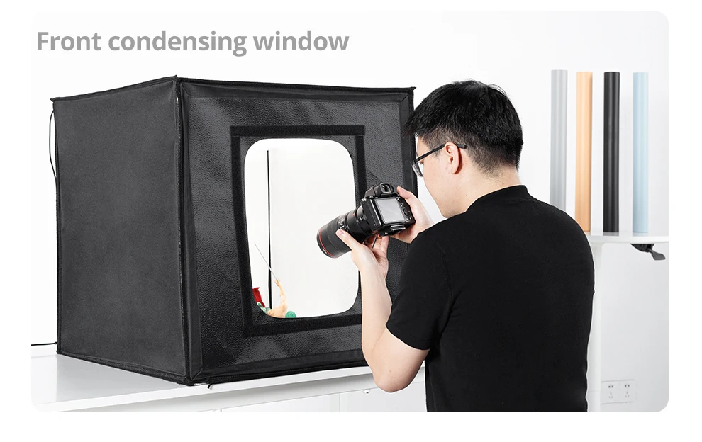 AMBITFUL 40cm LED Photo Studio LightBox Adjustable Brightness Led Light Softbox photobox with 5 Color Background Paper