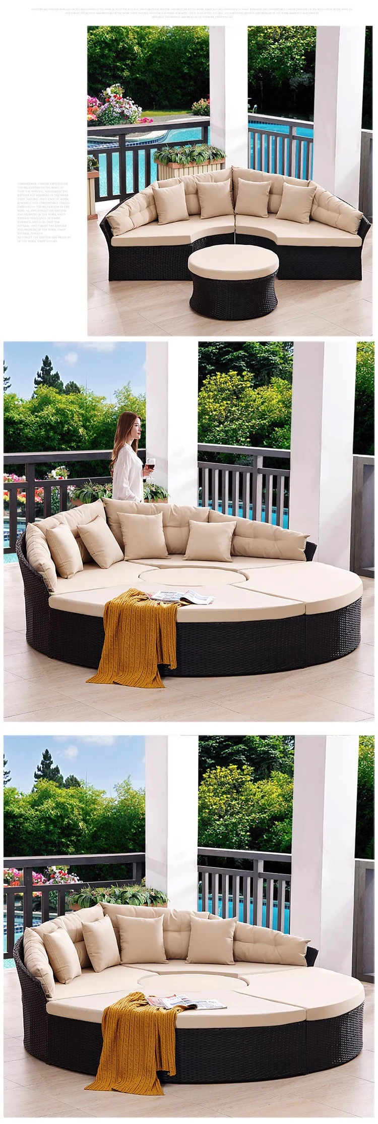 Garden Set Outdoor Furniture Large Couch Round Rattan Outdoor Sofa ...