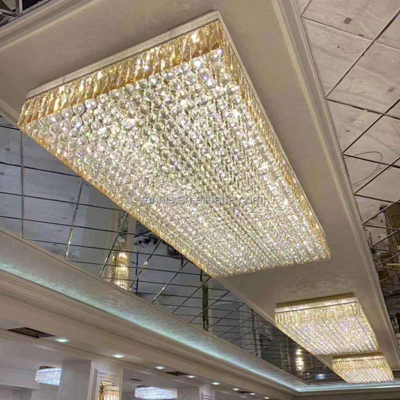 Siljoy Modern Rectangular Crystal Chandelier, Large Ceiling Light ...